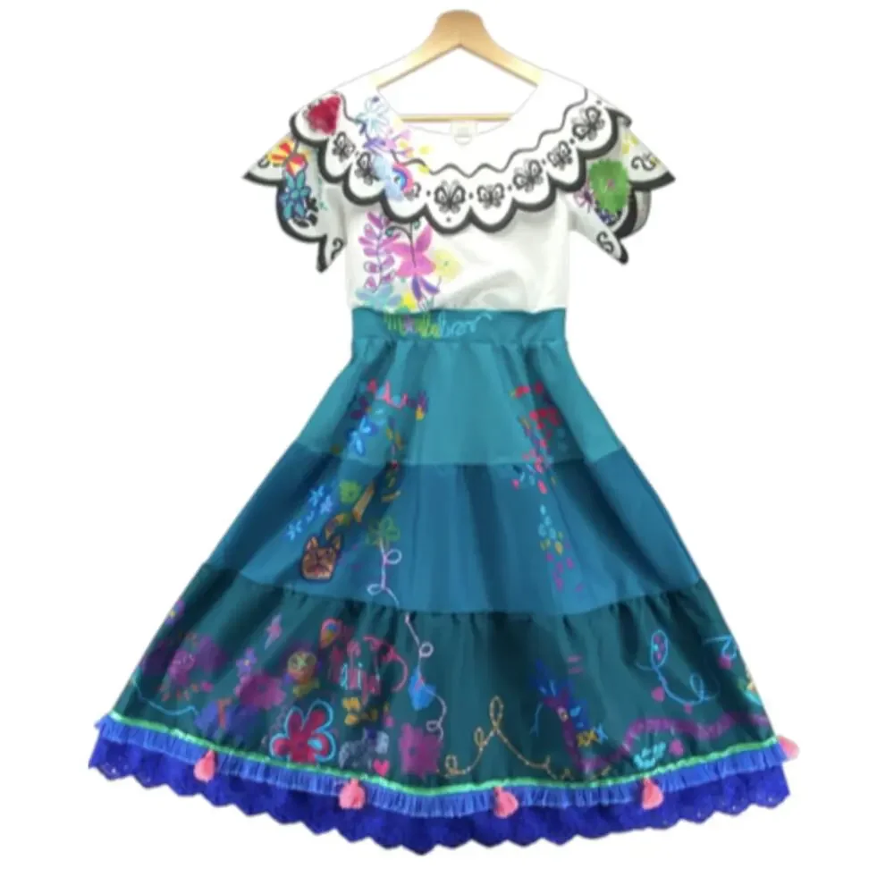 Disney Store Encanto Mirabel Costume Dress Girls 9/10 NWT Embroidered Tassel